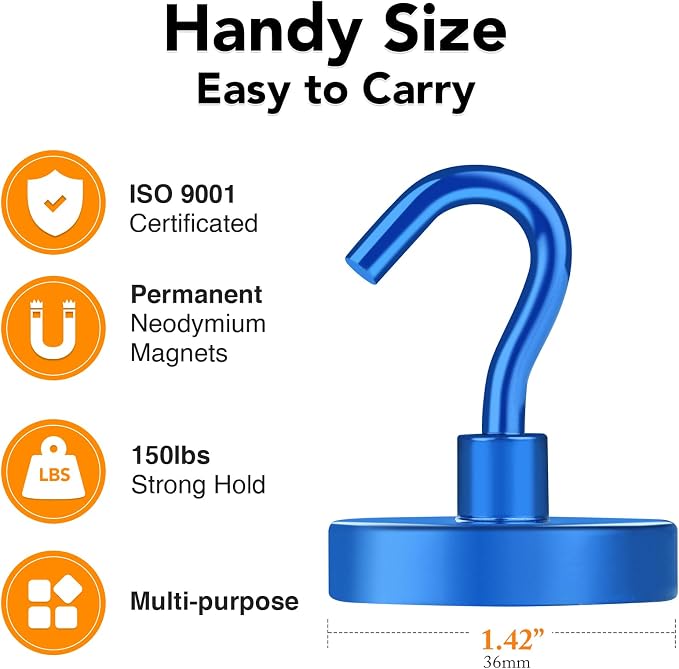 MIKEDE Magnetic Hooks Heavy Duty, 150LB Strong Magnet - Image 4