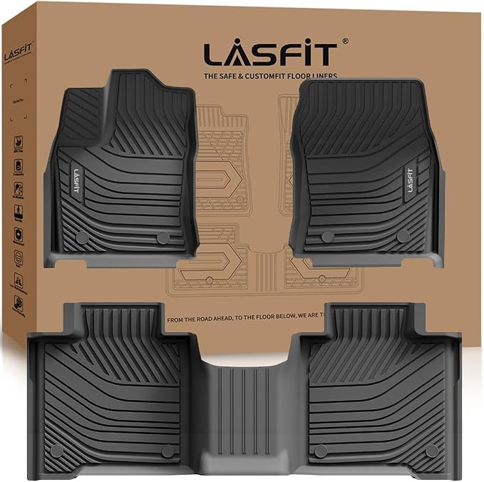 LASFIT Floor Mats for Toyota Tundra 2022-2024 2025 CrewMax Cab, All Weather by LASFIT