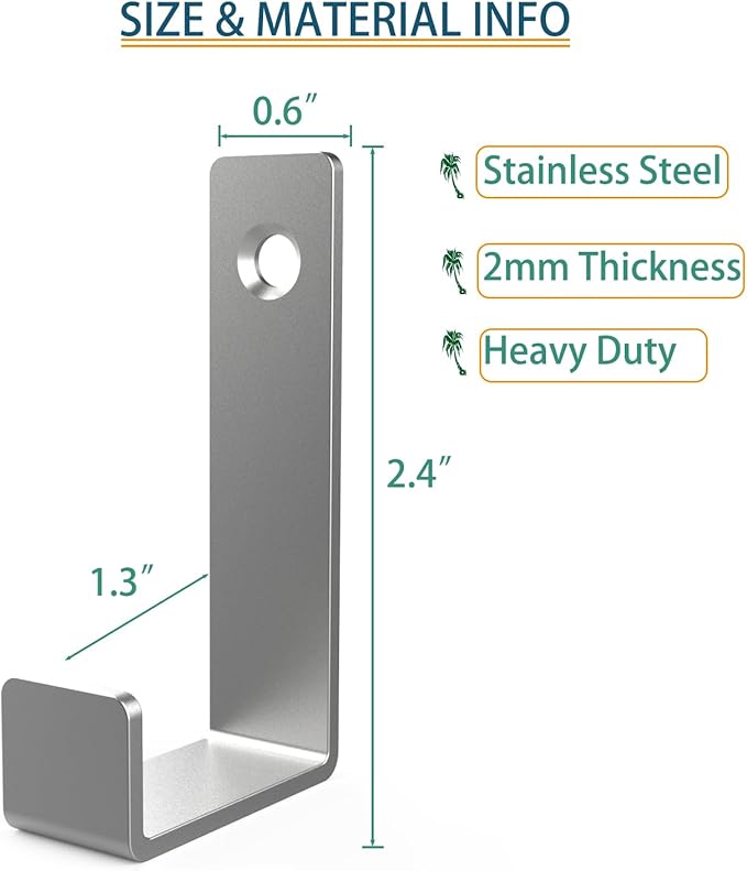 Hooks for Hanging Stainless Steel Heavy Duty Coat Hook Wall Hooks Robe Hanger - Image 7