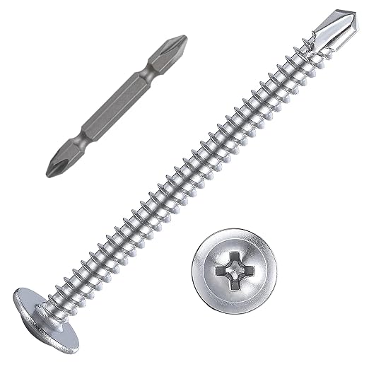 Wensilon（100pcs）#8×2”for Sheet Metal Self-Tapping Screws 410 Stainless Steel by Wensilon