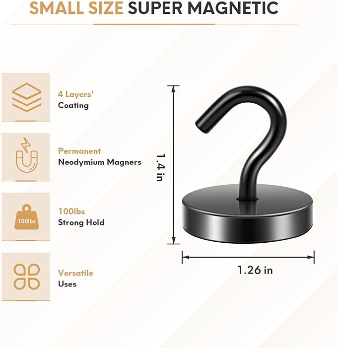 Neosmuk Magnetic Hooks, Cruise Ship Essentials, 120lb+ Heavy Duty Magnetic Hooks - Image 6