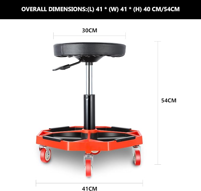 DNA MOTORING TOOLS-00253 Adjustable Height Pneumatic Garage Seat Rolling - Image 2