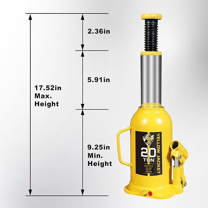 YELLOW JACKET 20 Ton Muti-Directional Welded Bottle Jack, Horizontal Bottle - Image 2