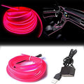 El Wire Pink Interior Car LED Strip Lights, 5M Neon Wire USB 5V by Maxlaxer