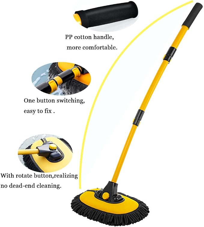 Car Wash Brush with Long Handle, Microfiber Towels Car Wash Kit Cleaning - Image 2