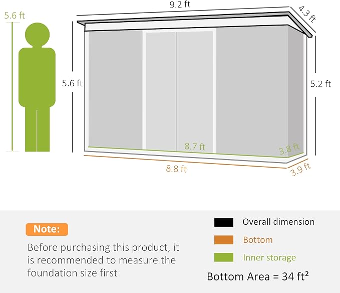 Outsunny 9' x 4' Outdoor Storage Shed, Metal Garden Tool House - Image 7