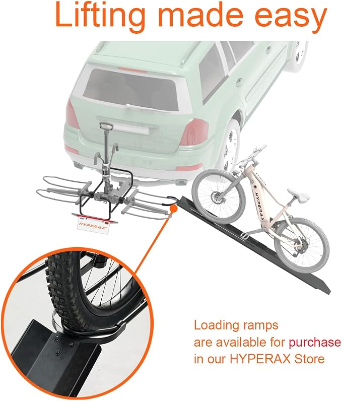 HYPERAX 2023 Volt RV -RV Approved Hitch Mounted 2 E Bike Rack Carrier - Image 6