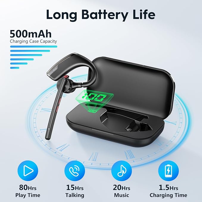 New bee Bluetooth Headset, Wireless Bluetooth Earpiece - Image 2