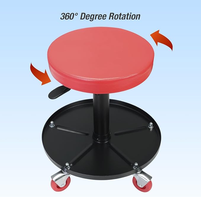 Big RED Creeper Garage/Shop Seat: Heavy Duty Rolling Pneumatic Padded - Image 5