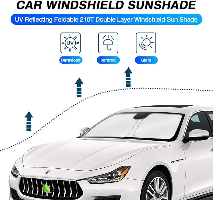 KUST Windshield Sun Shade for 2014-2024 Maserati Ghibli Accessories Custom Fit - Image 2