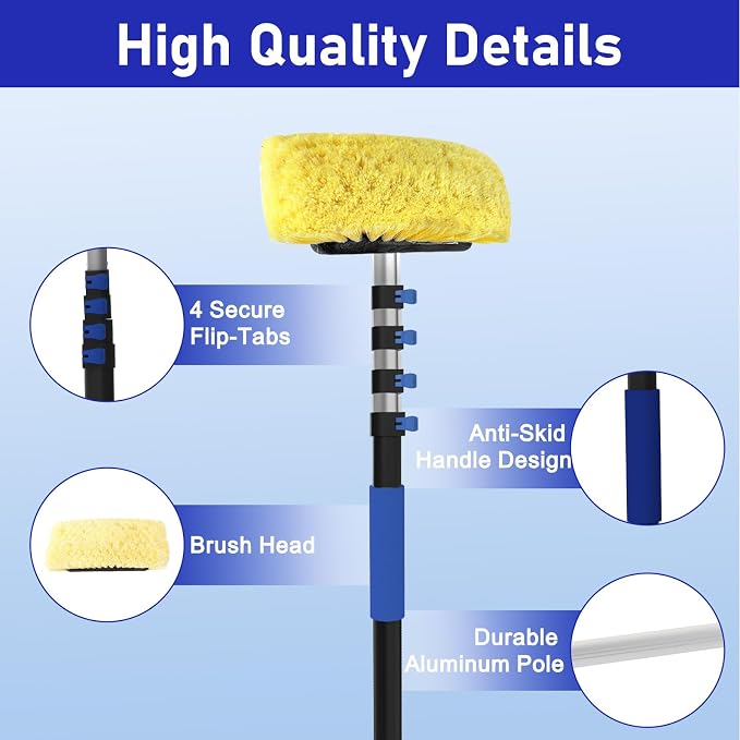 12FT Car Wash Brush with Long Handle, Car Cleaning Brush with Soft Bristle - Image 2