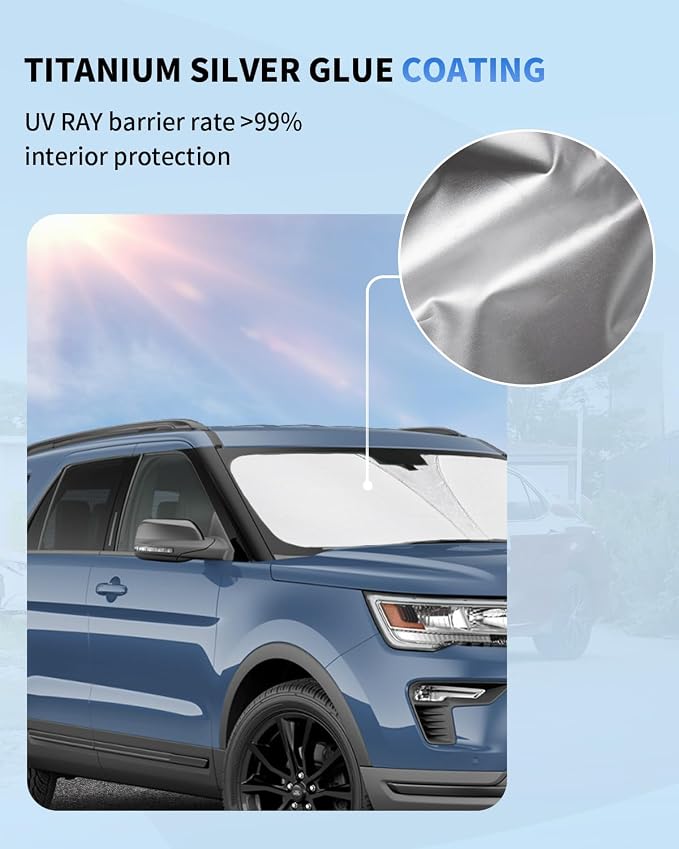 Windshield Sun Shade for 2011-2019 Ford Explorer SUV, ST XLT, Platinum - Image 3
