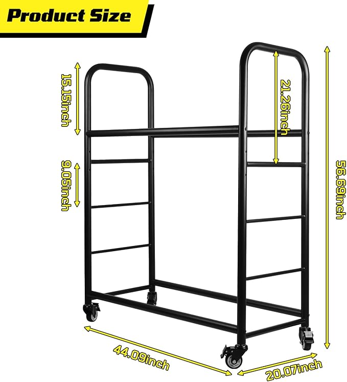 Tire Rack, Rolling Tire Rack 218KG/480LBS Capacity, 2 Storage Shelf & 4 Swivel - Image 2