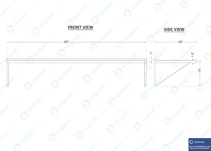 AmGood 60" Long X 24" Deep Stainless Steel Wall Shelf | NSF Certified | - Image 5
