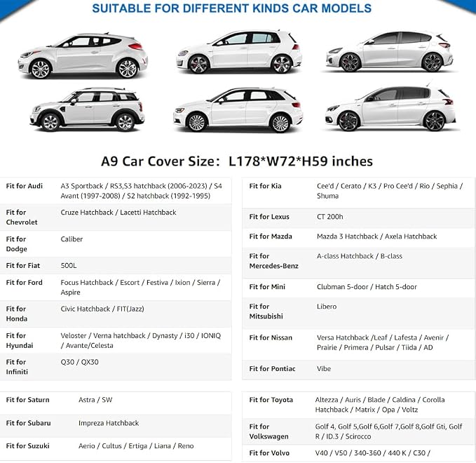 KouKou Hatchback Car Cover Waterproof All Weather Outdoor - Image 5