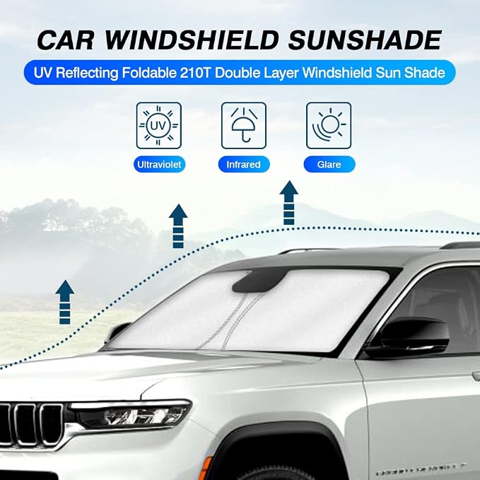KUST Windshield Sun Shade for 2021-2024 2025 Jeep Grand Cherokee/Grand Cherokee - Image 2