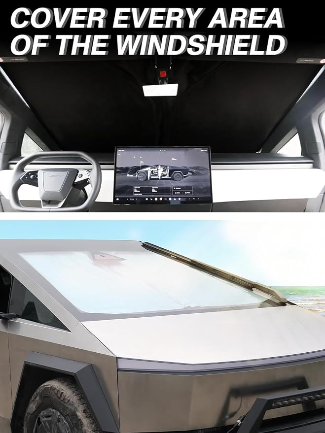 Windshield Sunshade for Tesla Cybertruck, Foldable UV Protection Front Window - Image 5