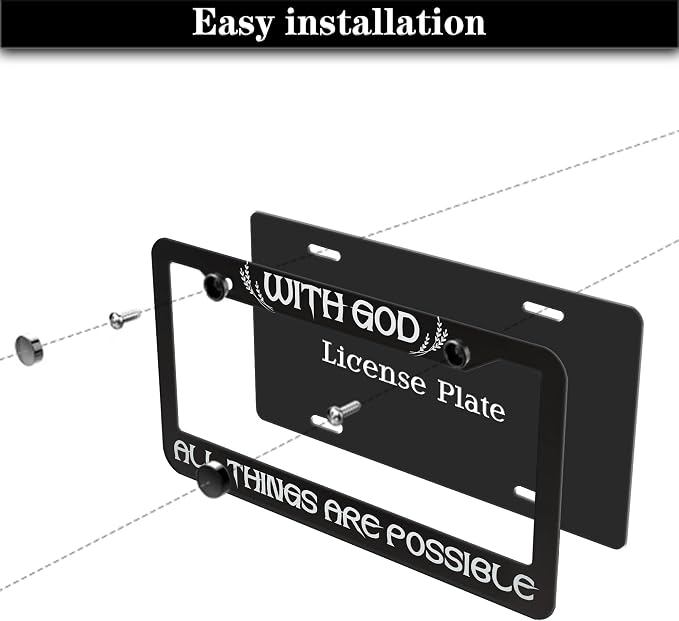 License Plate Frame Black and White Front License Plate Bracket - Image 7