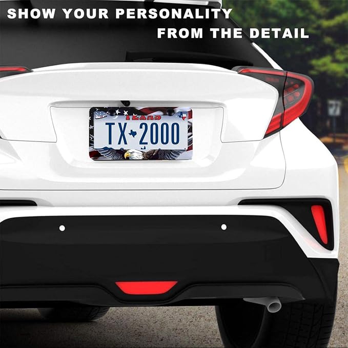 2Pack Universal Flag and Eagle License Plate Frame -Rustproof Aluminum Matte - Image 2