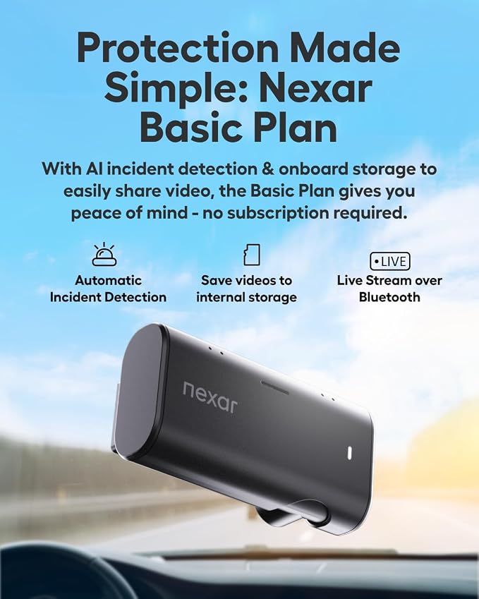 Nexar Beam2 Mini Dash Cam Car Camera 128GB Storage 24H Parking Mode Wide Angle - Image 2