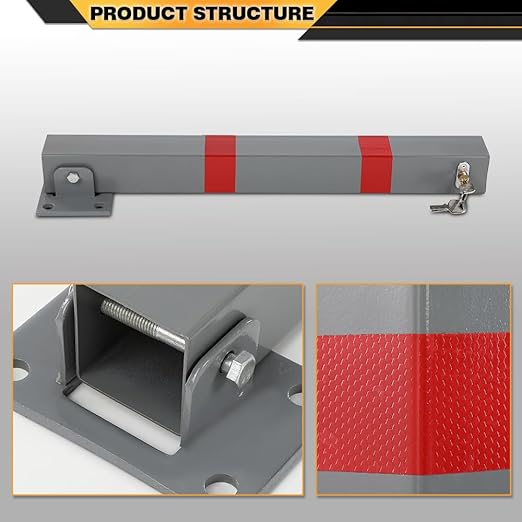 Folding Parking Barrier Lockable Car Bollard Driveway Safety Security Post - Image 5