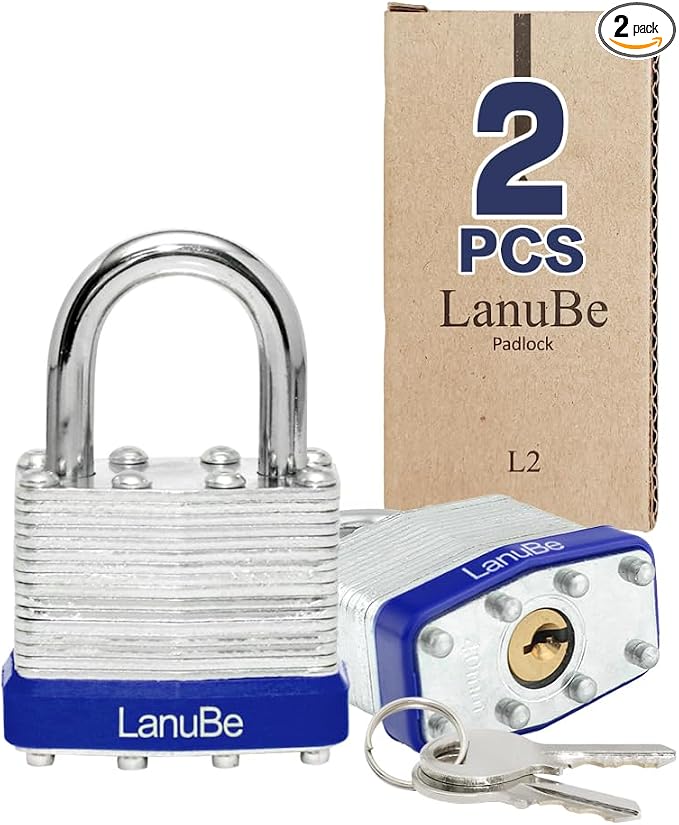 LanuBe Lock Laminated keyed Padlock, keyed Alike Locks, Normal Shackle by LanuBe
