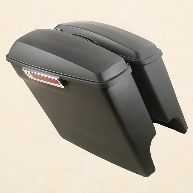 XFMT Matte Black 5" Stretched Extended Saddlebags Hard Saddle Bags W/Chrome - Image 2