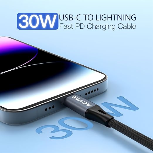 AGVEE 2 Pack 3ft Coiled Short USB-C to Lightning Charging Cable 30W PD Fast - Image 2