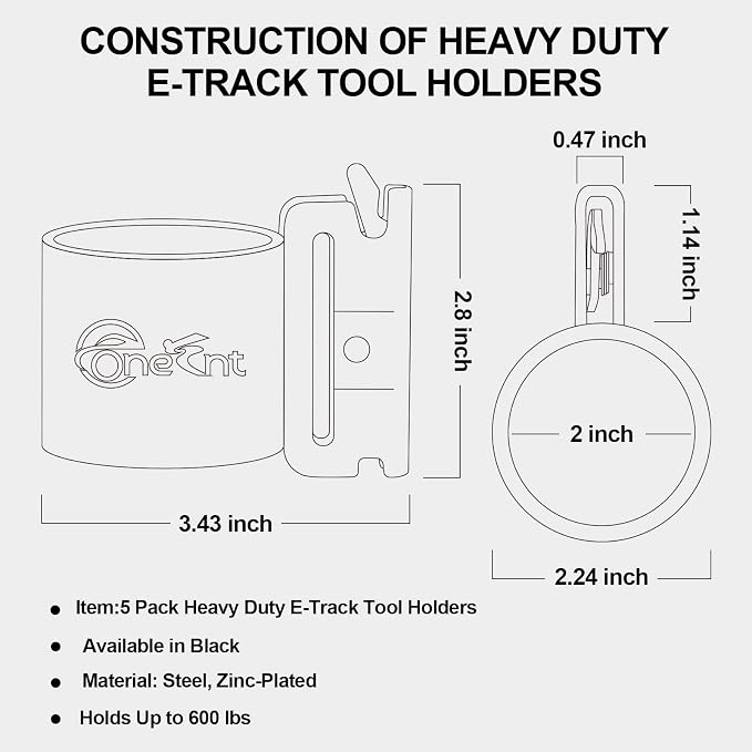 5 Pack E-Track Tool Holders|E Track Accessories - Image 2