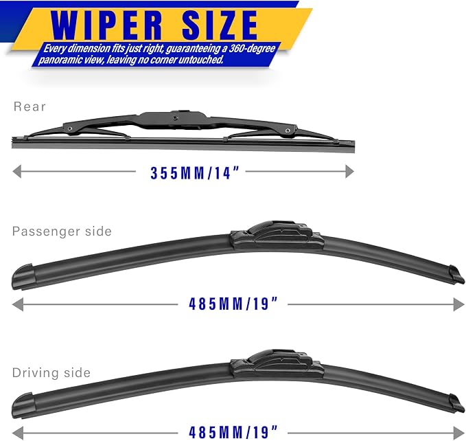 3 wipers Replacement for 2008-2012 Jeep Liberty, Windshield Wiper Blades - Image 2