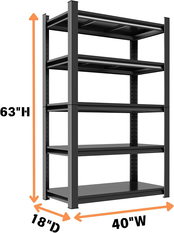 Metal Garage Shelving Unit, Heavy Duty 5-Tier Adjustable Storage Rack, Steel - Image 3
