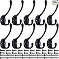 IBosins 10 Pack Heavy Duty Dual Coat Hooks Wall Mounted by IBosins
