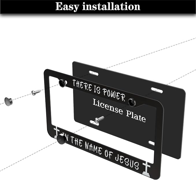 License Plate Frames Black and White License Plate Holder There is Power in The - Image 7