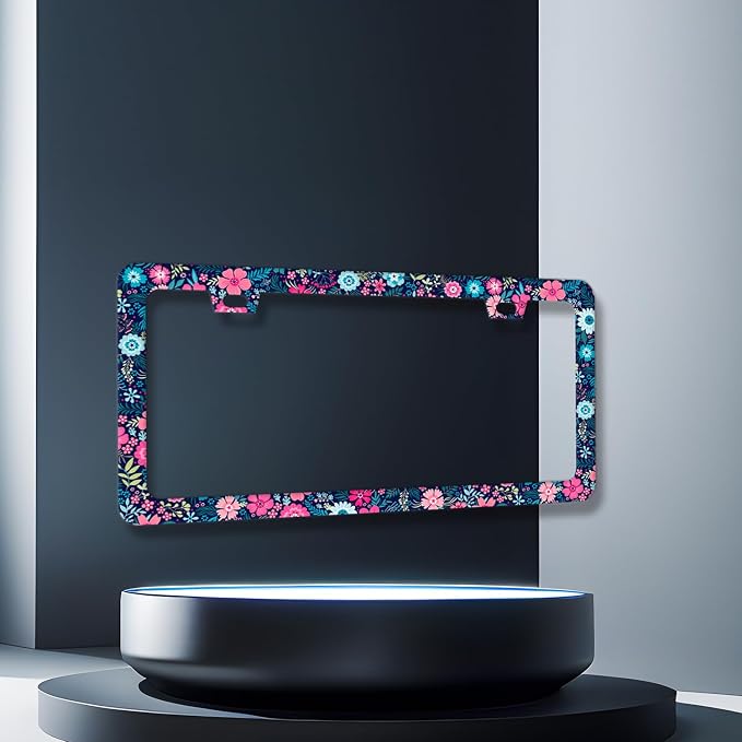 Colorful Flowers License Plate Frame Beautiful Floral Flower License Plate - Image 3