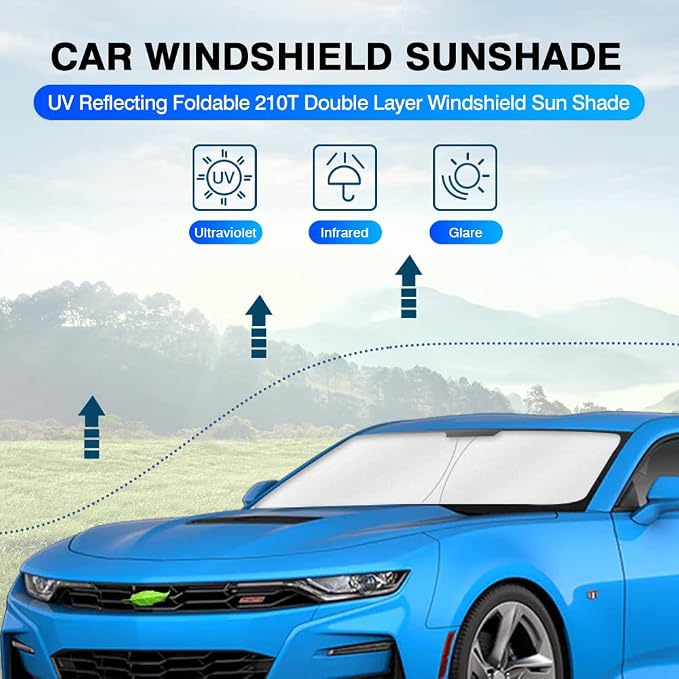 KUST Windshield Sun Shade for 2016-2024 Chevrolet Chevy Camaro Accessories - Image 2