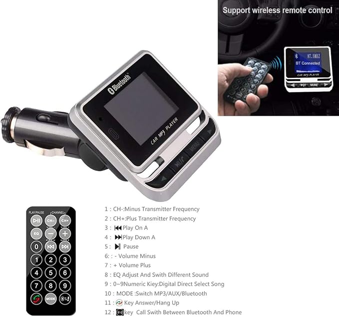 Bluetooth FM Transmitter for Car, Wireless Car Radio Adapter, Handsfree Auto Kit - Image 8