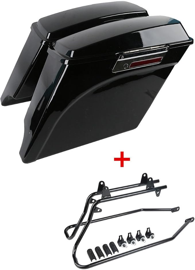 XFMT 5" Vivid Black Stretched Extended Hard Saddlebags Compatible by XFMT