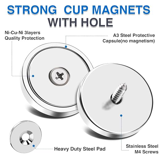 MIKEDE Strong Magnets with Hole, 100lb Heavy Duty Neodymium Magnet with - Image 4