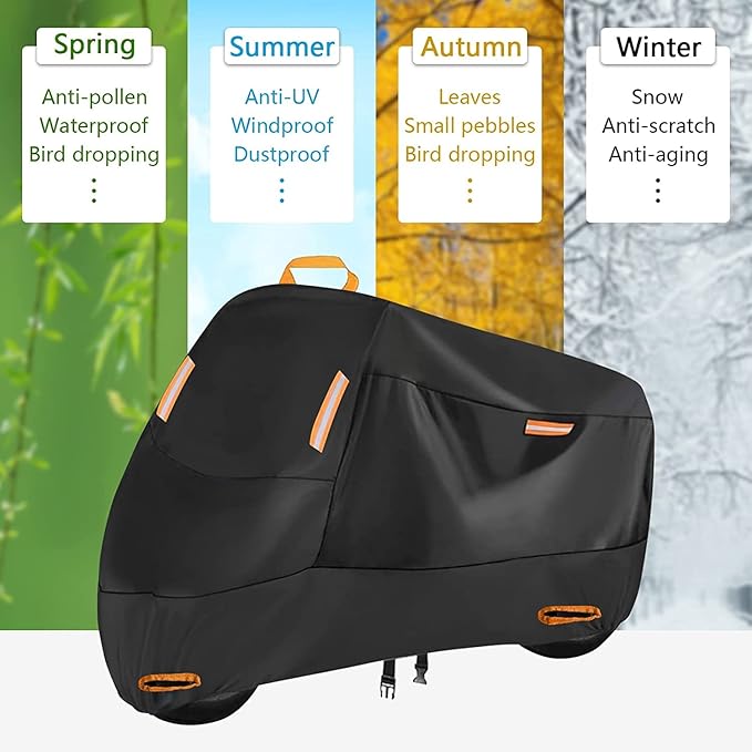 SECELES 300D Motorcycle Cover Heavy Duty, SECELES All Season Durable Scooter - Image 5