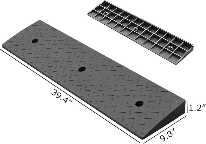 2 Pack 1.2'' Rise Rubber Curb Ramp Heavy Duty Loading Rubber Curb Ramps 3 Tons - Image 2