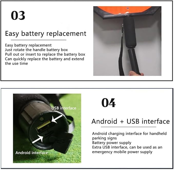 18" LED Stop/Slow Paddle, Reflective Hand Held Stop Sign - Image 4