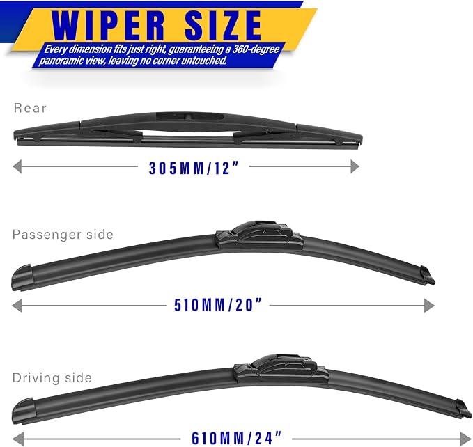 3 wipers Replacement for 2014-2018 BMW X5, Windshield Wiper Blades Original - Image 2