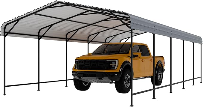 EBE 13' x 25' Metal Carport, Outdoor Steel Carport Canopy - Image 9