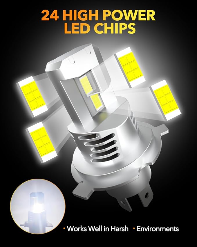 OXILAM HB2 9003 H4 LED Bulbs, 900% Ultra Bright, No Polarity, Plug-N-Play - Image 5