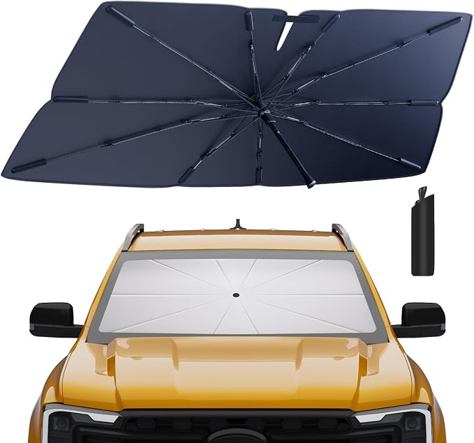 Windshield Sun Shade Umbrella: for Ford Ranger-2019-2024 2025-4-Layers Front by HIMUMOY