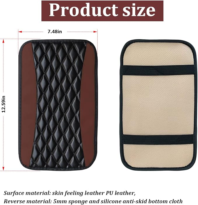 Car Center Console Cushion Pad, Universal Leather Waterproof Armrest Seat Box - Image 2