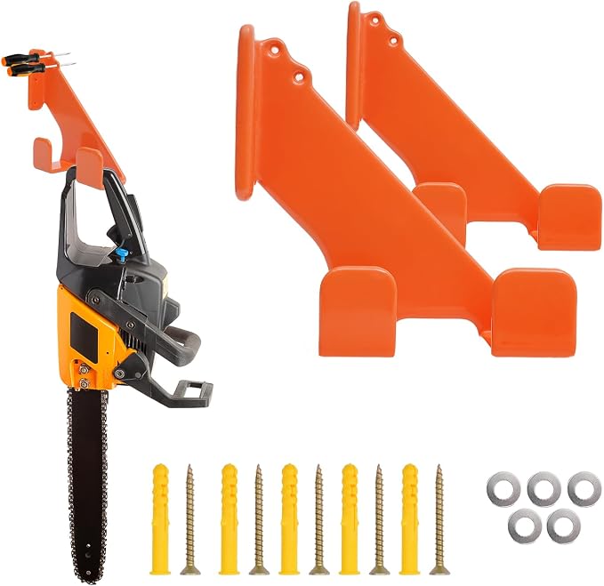 Chainsaw Holder Wall Mount, 2 Pack Heavy Duty Chainsaw Hanger by Lifeisbetterinthegarden