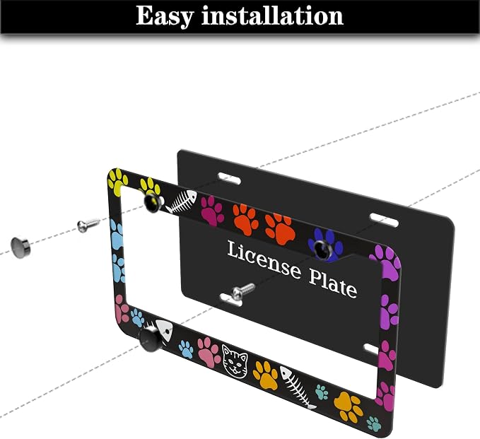 License Plate Frames for Women Multicolor Plate Cover for Car for Men Cat Lover - Image 7