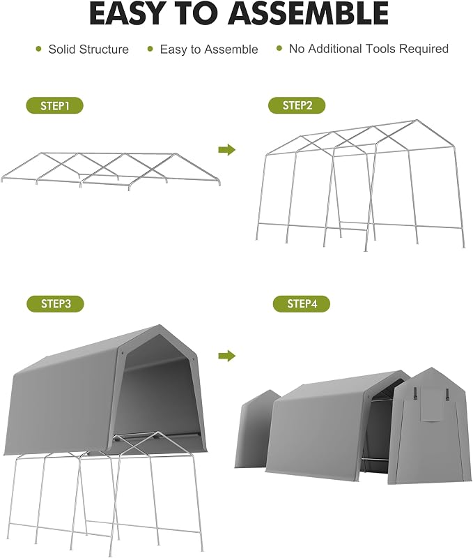 10 x 15 ft Carport Storage Shed, Portable Garage - Image 3