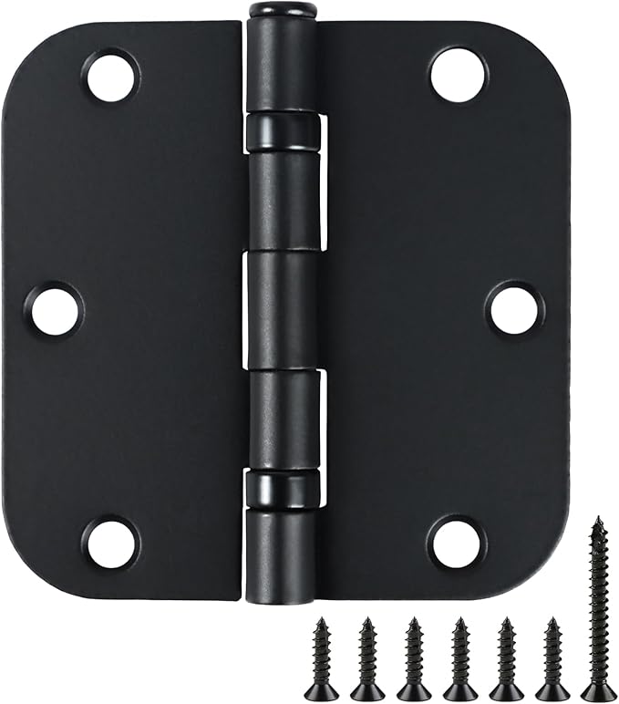 18 Pack Ball Bearing Round Matte Black Door Hinges 3.5 Inch 5/8" Radius Anti by TDCHINGES